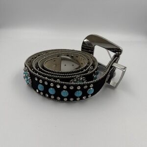 BHW Womens XXXL Bling Studded Turquoise Rhinestone Western Belt